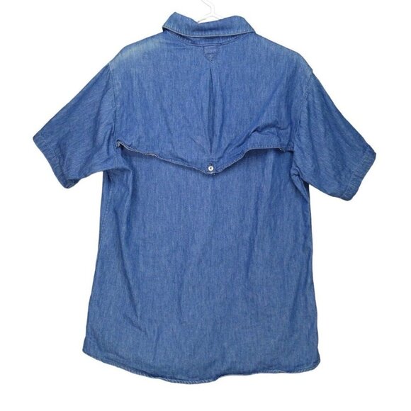 VTG Outback Trading Co‎ Mens M Denim Shirt Blue Short Sleeve Pockets Western - Picture 2 of 9